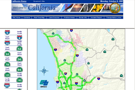 CalTrans website for real-time traffic in San Diego County