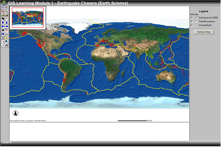 World Earthquake  on Earthquake Chasers Learning Module Web Map  Earthquakes   Fault Lines