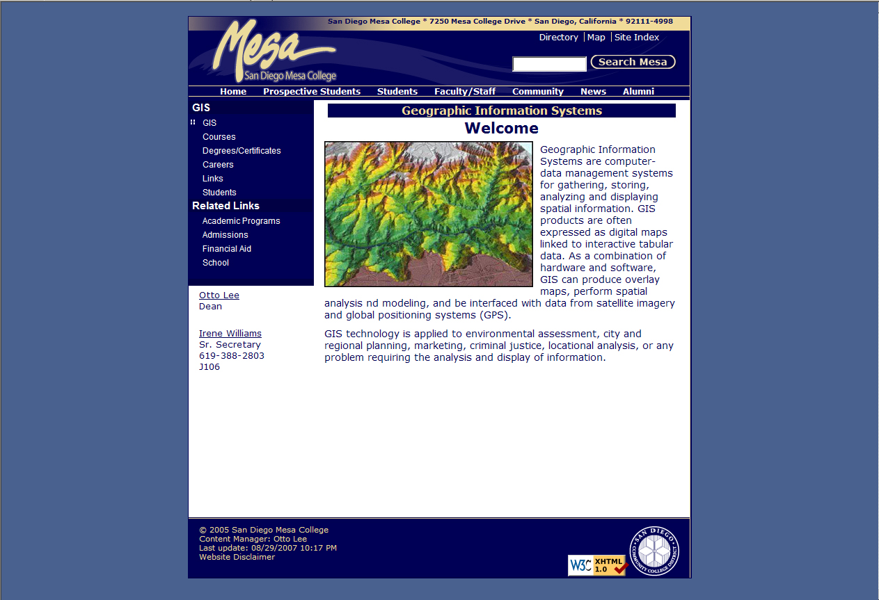 Screenshot of Mesa GIS homepage