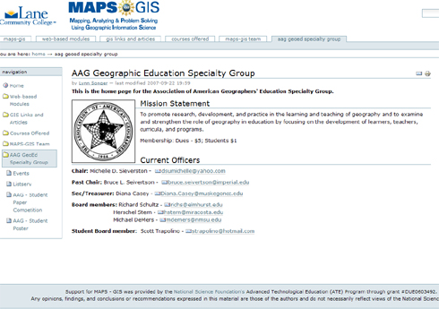 AAG Geographic Education Specialty Group website