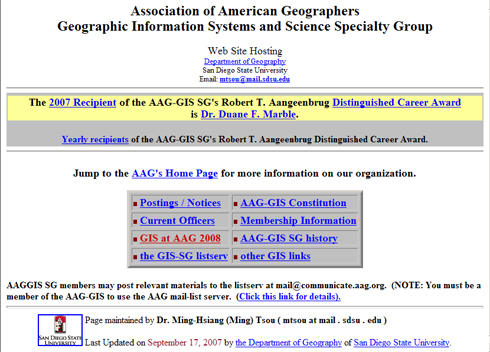 AAG Geographic Information Systems and Science Specialty Group website
