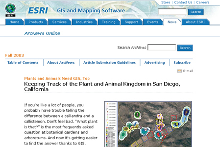 ESRI article about GIS applications for plants and animals