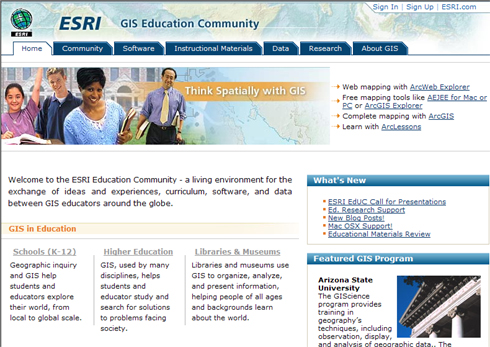 ESRI GIS Education website