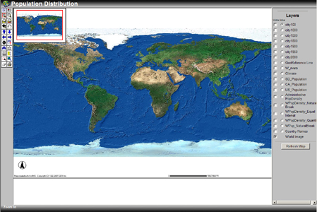 module 1, population distribution, ArcIMS map viewer