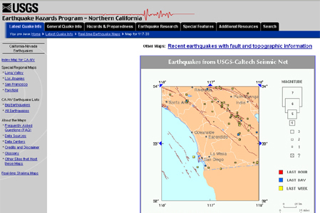 USGS earthquake web mapping site