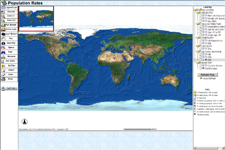 module 2, world population growth, ArcIMS map viewer
