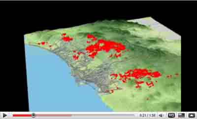 Animation of 2003 and 2007 San Diego Wildfires
