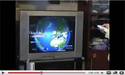 Video demo of a virtual Globe on the Nintendo Wii